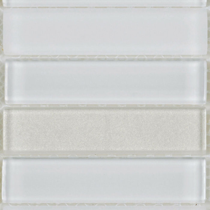 Sample - TDH197MO White Crystal Glass Blended with Frosted Glass Mosaic Tile