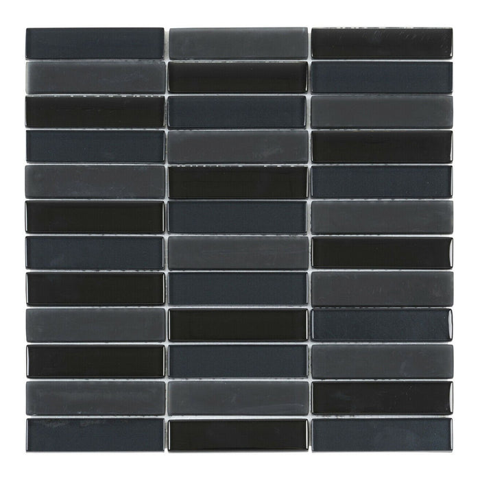 TDH198MO Black Crystal Glass Blended with Frosted Glass Mosaic Tile