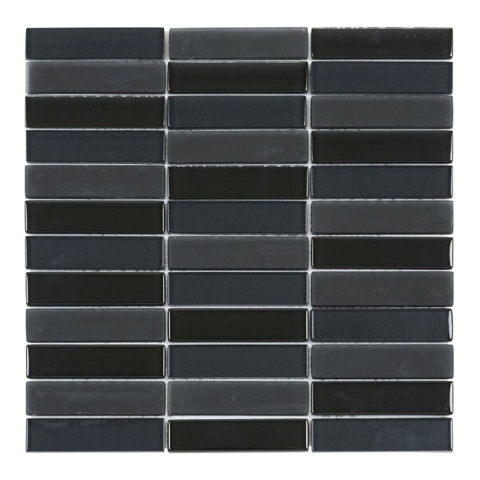 Sample - TDH198MO Black Crystal Glass Blended with Frosted Glass Mosaic Tile