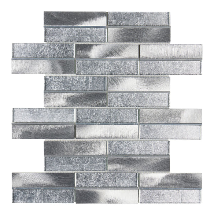 TDH585 Silver Brushed Aluminum Silver Metal Trim Mosaic Tile