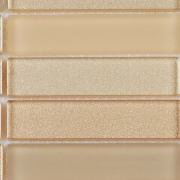 TDH140MO Ivory Beige Crystal Glass Blended with Frosted Glass Mosaic Tile