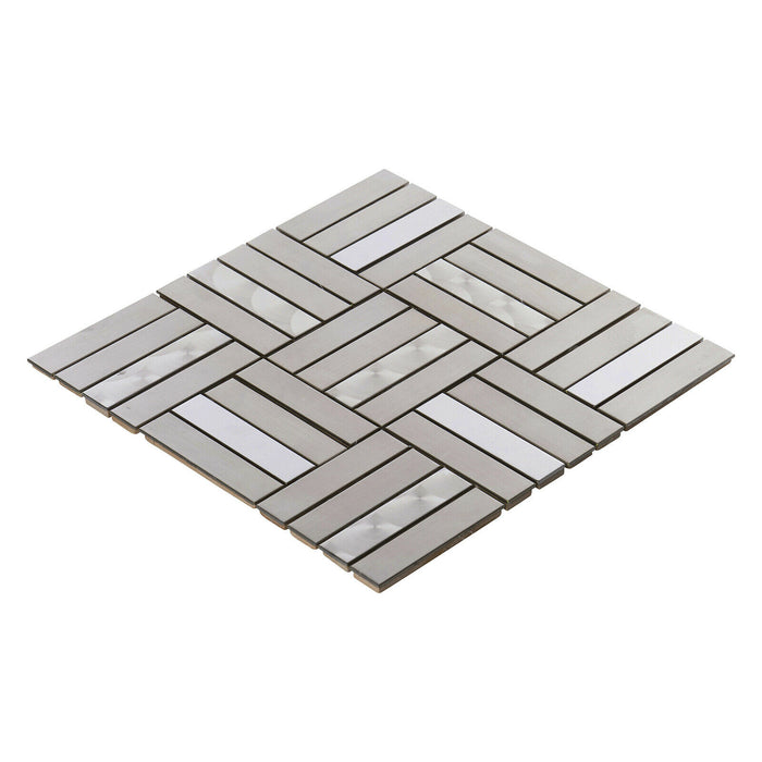 Sample - TDH268SS Stainless Steel Brushed Nickel Jeweling Gray Metallic Metal Mosaic Tile