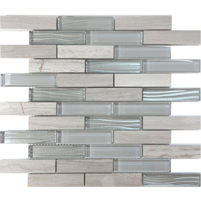 Sample - TDH230MO Natural Stone Glass Taupe Gray Mosaic Tile