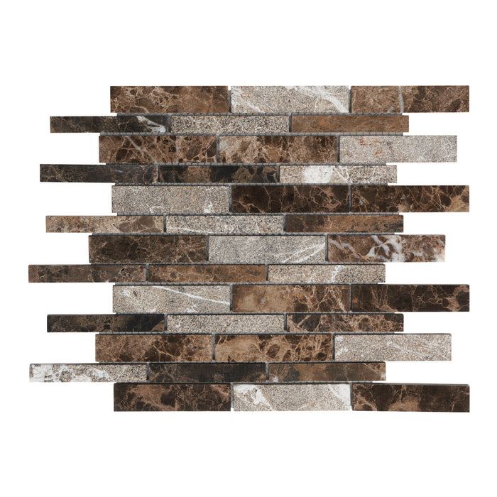 Sample - TDH466NS Natural Stone Emperador Brown Mosaic Tile