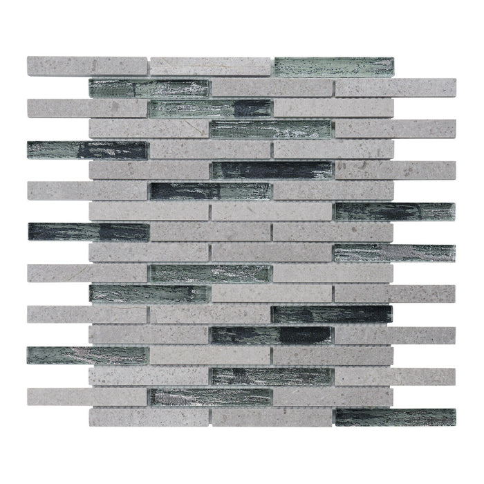 Sample - TDH307NS Natural Stone Crystal Glass Cinderella Gray Marble Mosaic Tile
