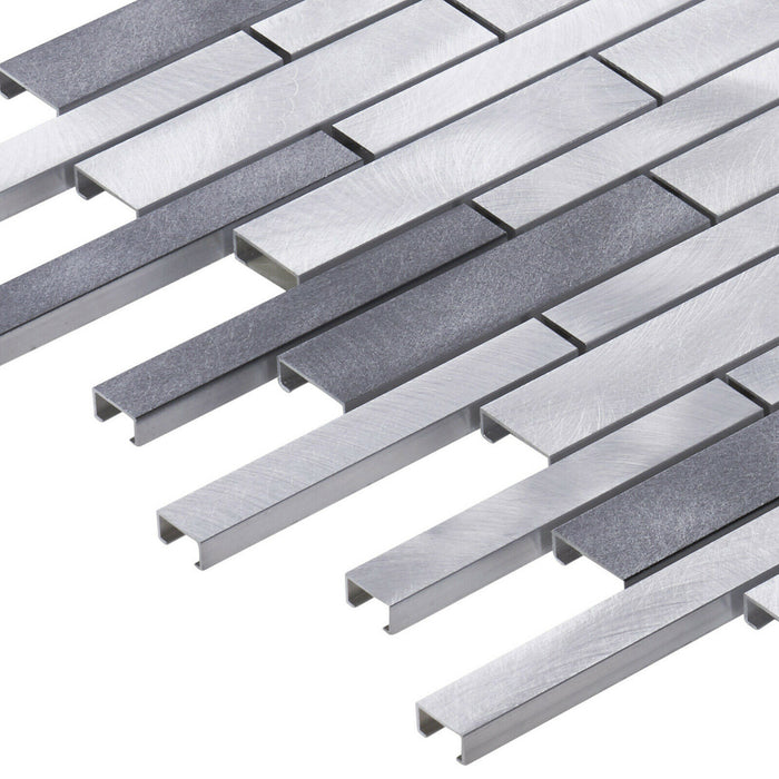 TDH488AL Aluminum Metal Silver Gray Metallic Mosaic Tile