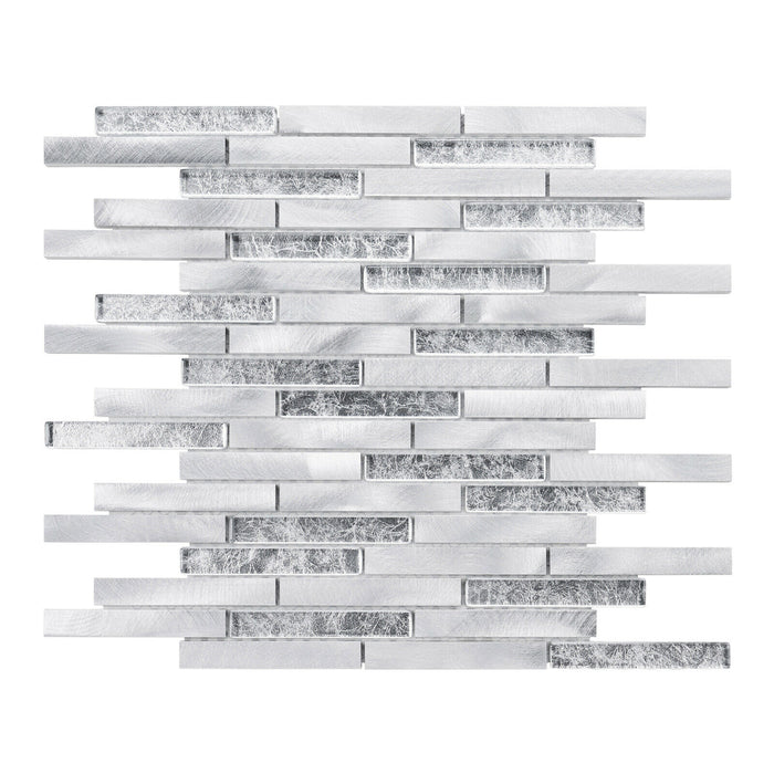 Sample - TDH336AL Aluminum Crystal Glass Silver Gray Metallic Metal Mosaic Tile