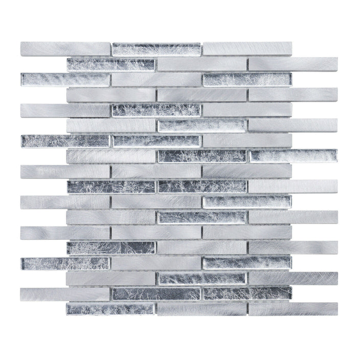 Sample - TDH323AL Aluminum Crystal Glass Silver Gray Metallic Metal Mosaic Tile
