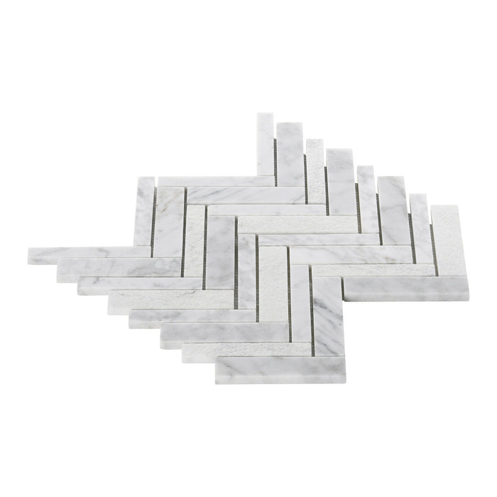 Sample - TDH398NS Natural Stone Marble Carrara White Mosaic Tile