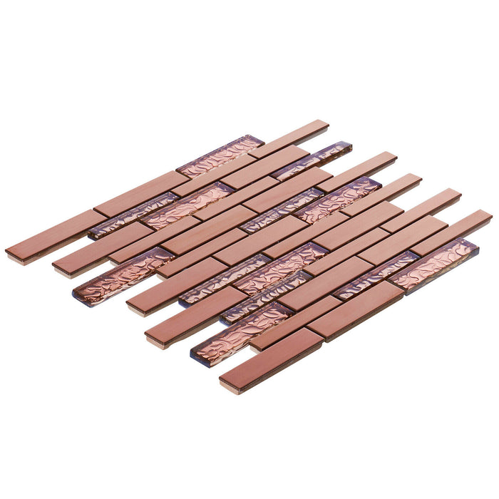 Sample - TDH484RG Stainless Steel Crystal Glass Rose Gold Copper Metallic Metal Mosaic Tile