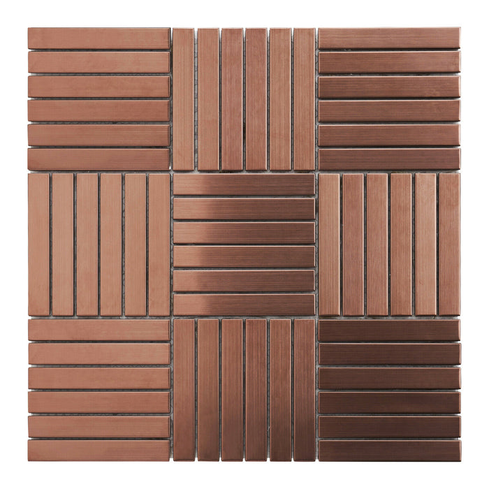 Sample - TDH356RG Stainless Steel Rose Gold Copper Metallic Metal Mosaic Tile