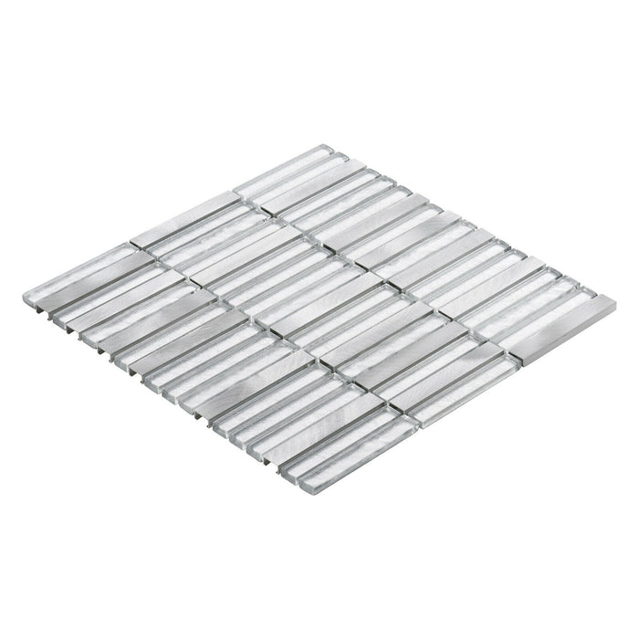 Sample - TDH296AL Aluminum Glass Silver Metal Metallic Mosaic Tile