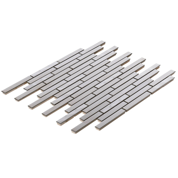 TDH344SS Stainless Steel Brushed Nickel Swirling Gray Metallic Metal Mosaic Tile