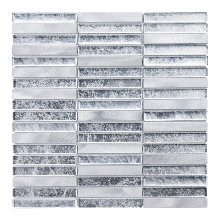 Sample - TDH296AL Aluminum Glass Silver Metal Metallic Mosaic Tile