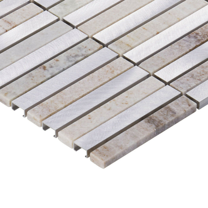 Sample - TDH284AL Aluminum Natural Stone Quartzite Marble Gray Metal Metallic Mosaic Tile