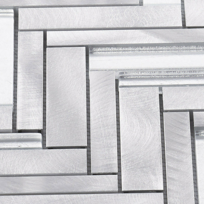 Sample - TDH526AL Aluminum Glass Silver Metal Metallic Mosaic Tile