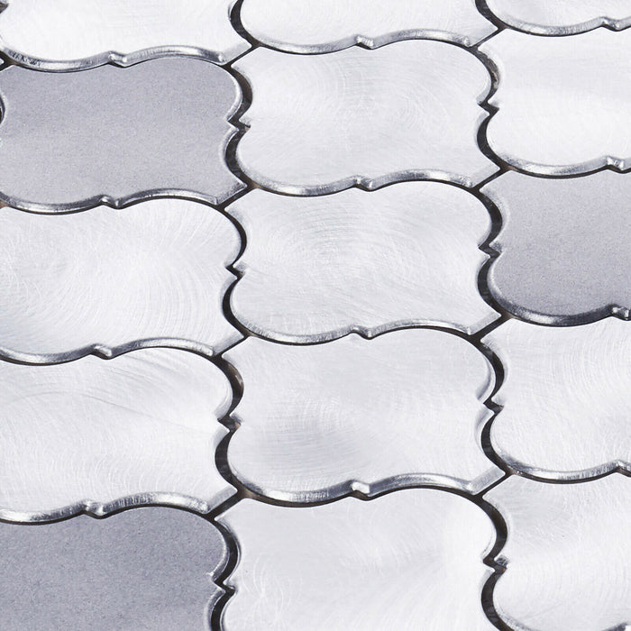 Sample - TDH42MDR Gray Silver Aluminum Metallic Arabesque Mosaic Tile