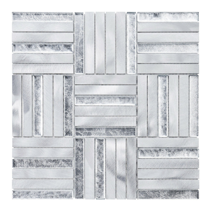 Sample - TDH369AL Aluminum Glass Silver Metal Metallic Mosaic Tile