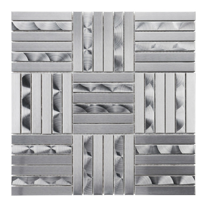 Sample - TDH366SS Stainless Steel Brushed Nickel Swirling Gray Metallic Metal Mosaic Tile