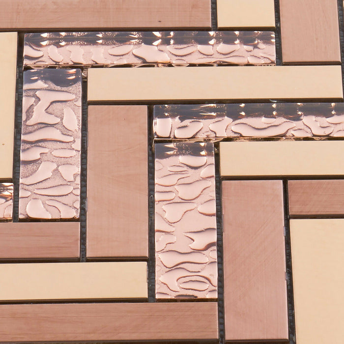 Sample - TDH523RG Stainless Steel Glass Rose Gold Copper Mosaic Tile