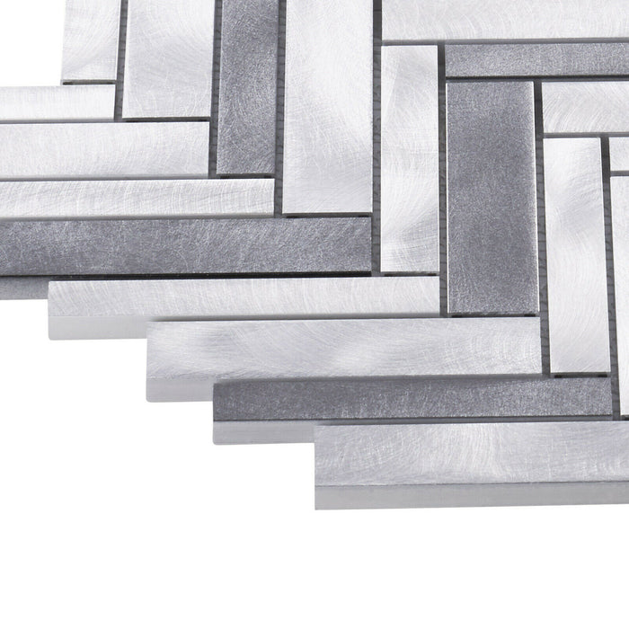 TDH527AL Aluminum Metal Silver Gray Metallic Mosaic Tile