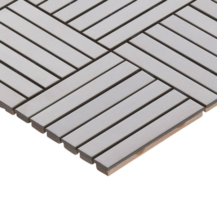 Sample - TDH358SS Stainless Steel Brushed Nickel Metallic Metal Mosaic Tile