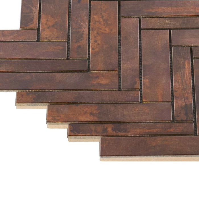 Sample - TDH407AC Antique Copper Brown Metallic Metal Mosaic Tile