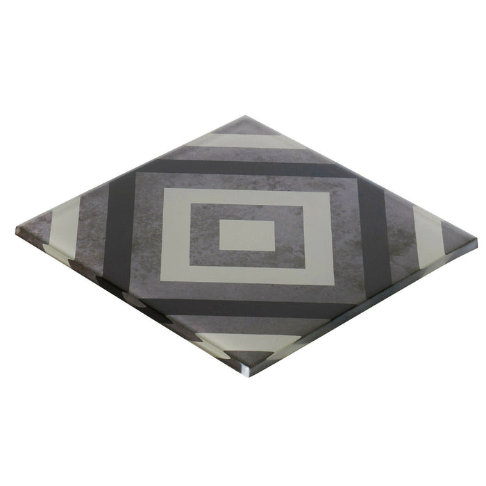 TDH69MDR 8” x 8” Gray Square Moroccan Pattern Crystal Glass Tile