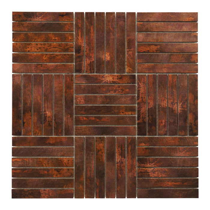 Sample - TDH357AC Antique Copper Brown Metallic Metal Mosaic Tile