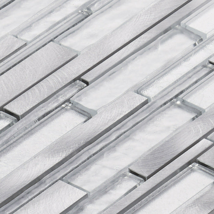TDH427AL Aluminum Crystal Glass Silver Metallic Metal Mosaic Tile