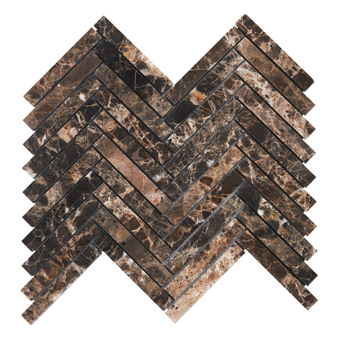 Sample - TDH384NS Natural Stone Emperador Brown Mosaic Tile