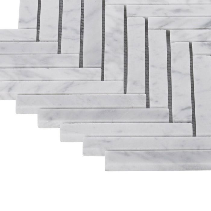 Sample - TDH385NS Natural Stone Carrara White Mosaic Tile