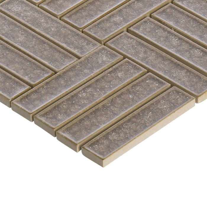 Sample - TDH265CG Crackle Glass Beige Brown Mosaic Tile