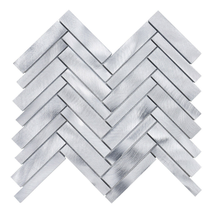 Sample - TDH408AL Aluminum Metal Silver Metallic Mosaic Tile