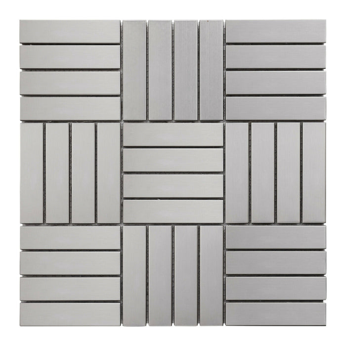 Sample - TDH271SS Stainless Steel Brushed Nickel Gray Metallic Metal Mosaic Tile