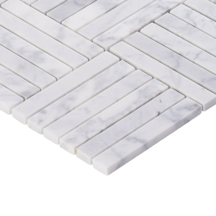 Sample - TDH350NS Natural Stone Carrara White Mosaic Tile