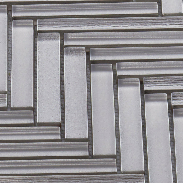 TDH391MG Metallic Glass Taupe Gray Mosaic Tile