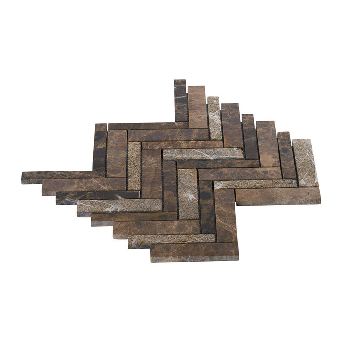 Sample - TDH405NS Natural Stone Emperador Brown Mosaic Tile