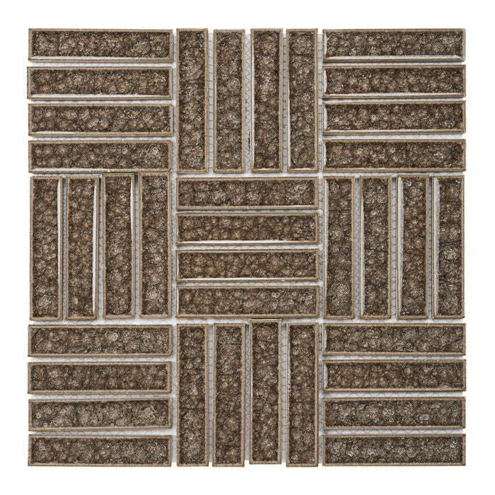 Sample - TDH265CG Crackle Glass Beige Brown Mosaic Tile