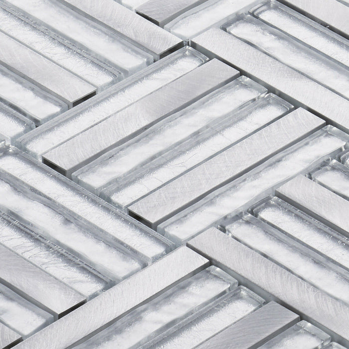 TDH378AL Aluminum Glass Silver Metal Metallic Mosaic Tile