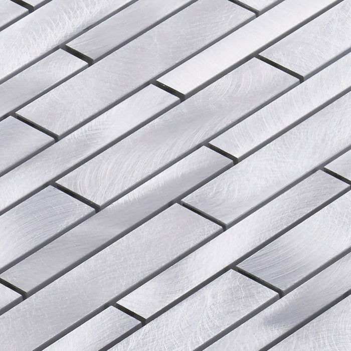 Sample - TDH507AL Aluminum Metal Silver Metallic Mosaic Tile