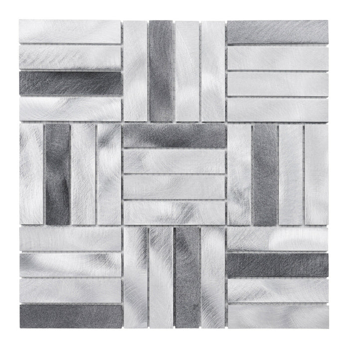 Sample - TDH267AL Aluminum Metal Silver Gray Metallic Mosaic Tile