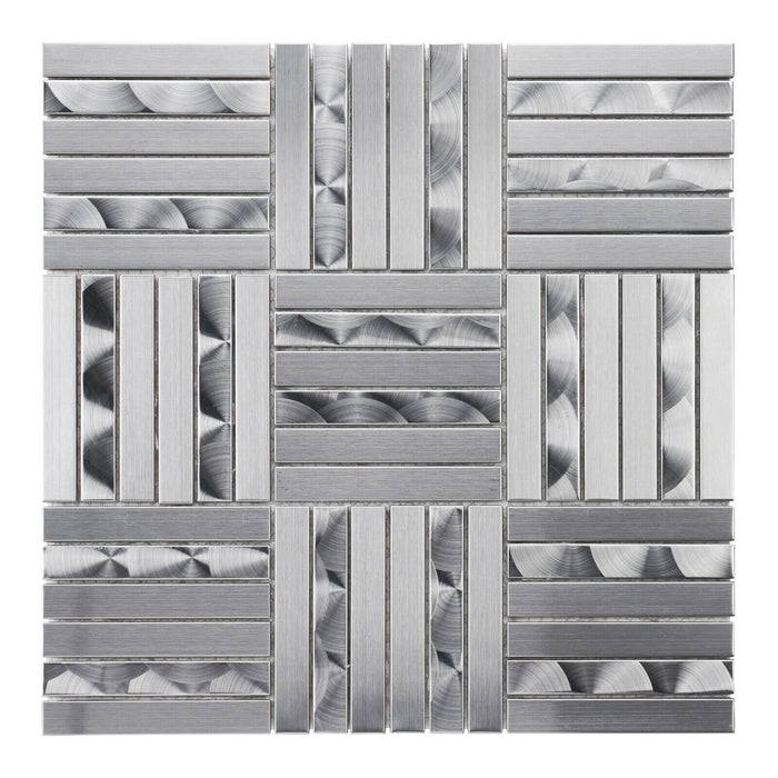 TDH366SS Stainless Steel Brushed Nickel Swirling Gray Metallic Metal Mosaic Tile