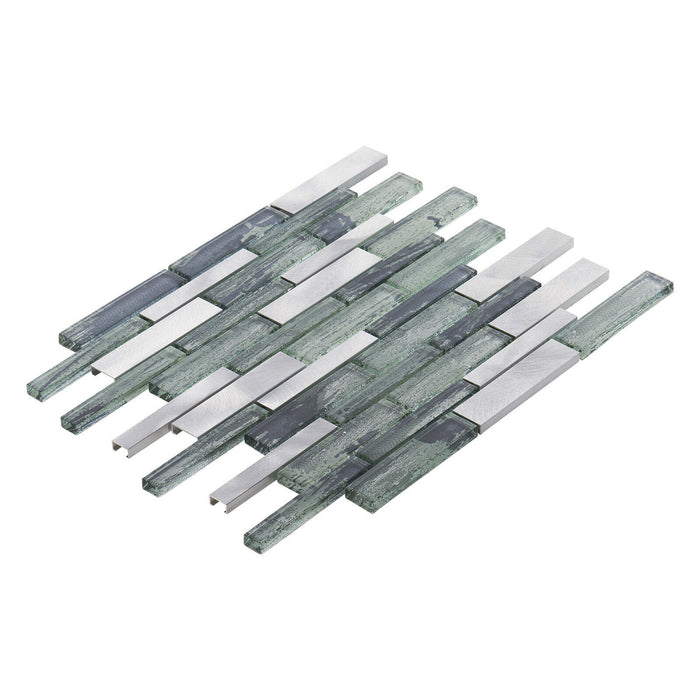 TDH495AL Aluminum Crystal Glass Gray Silver Metallic Mosaic Tile