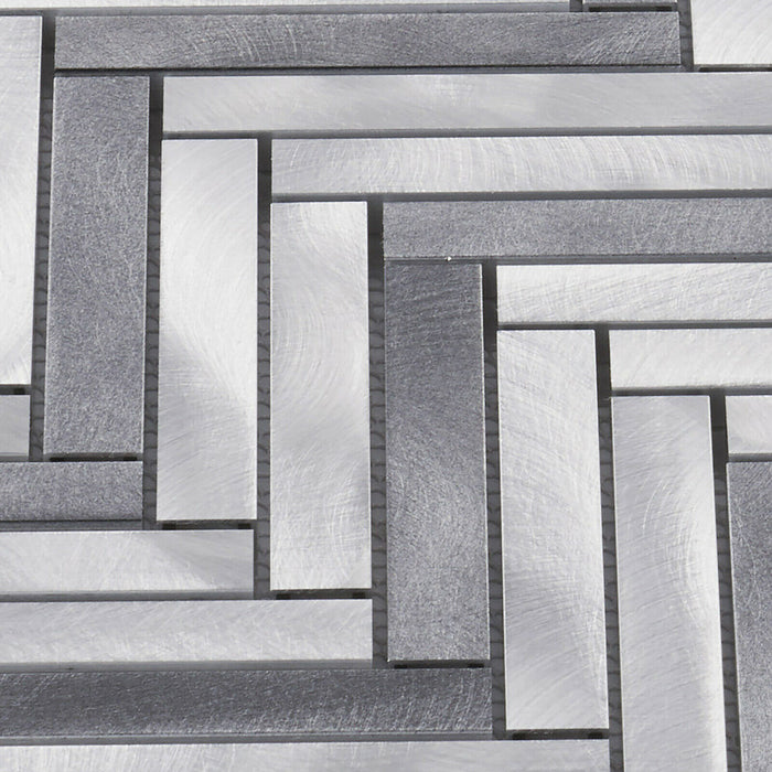 Sample - TDH397AL Aluminum Metal Silver Gray Metallic Mosaic Tile