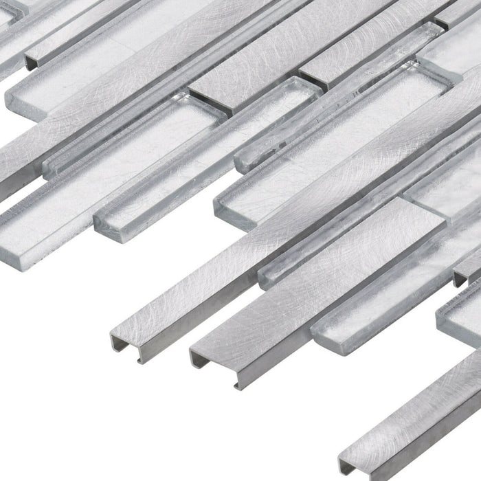 TDH427AL Aluminum Crystal Glass Silver Metallic Metal Mosaic Tile