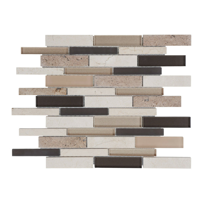 Sample - TDH493NS Natural Stone Glass Beige Brown Mosaic Tile