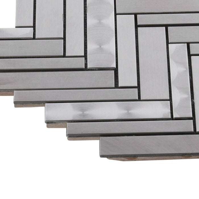 TDH411SS Stainless Steel Brushed Nickel Swirling Silver Metallic Metal Mosaic Tile
