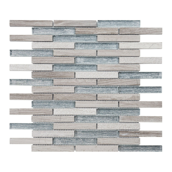 Sample - TDH309NS Natural Stone Glass White Oak Taupe Gray Mosaic Tile