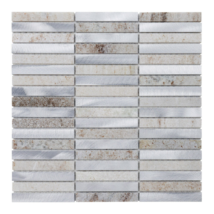Sample - TDH284AL Aluminum Natural Stone Quartzite Marble Gray Metal Metallic Mosaic Tile